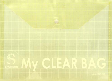 Папка-конверт пластиковая на кнопке My Clear Bag, толщина пластика 0,12 мм, прозрачная цветная (ассорти)