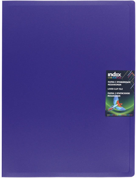Папка-скоросшиватель пластиковая с пружиной Index, толщина пластика 0,7 мм, ассорти