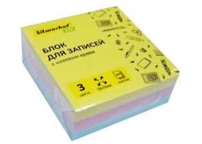 Бумага для заметок с липким краем Silwerhof Eco, 76×76 мм, 1 блок×300 л., 3 цвета, пастель