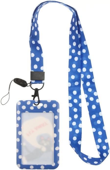 Бейдж пластиковый на тесьме с карабином Meshu, 50*80 мм, Fly Cat, синий