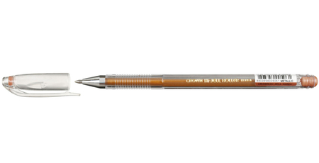 Ручка гелевая Crown Hi-Jell Metallic, корпус прозрачный, стержень оранжевый