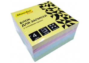 Бумага для заметок с липким краем Silwerhof Daily, 76×76 мм, 1 блок×400 л., 4 цвета, пастель