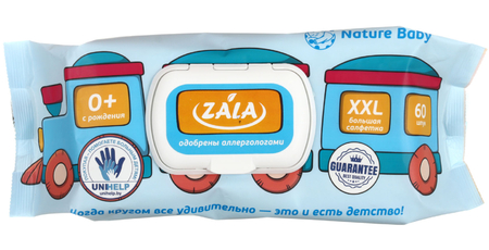 Салфетки влажные Zala, 60 шт., детские, с пребиотиком Bioecolia