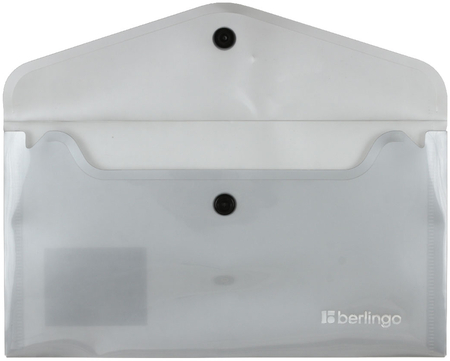 Папка-конверт пластиковая на кнопке Berlingo Metallic С6 (А6), толщина пластика 0,20 мм, серый металлик