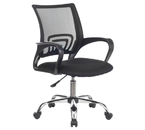 Кресло офисное «Бюрократ» для персонала (хромированная крестовина), спинка — сетка черная TW-01, сиденье — ткань черная TW-11