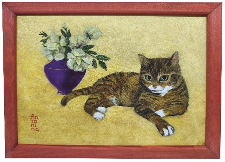 Картина «Кот» №2601 (Джонс А.С.) , 17*24 см, холст, масло