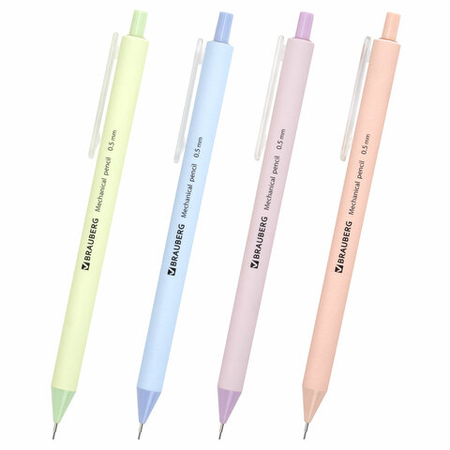 Карандаш автоматический Brauberg Soft Pastel, толщина грифеля 0,5 мм, корпус ассорти