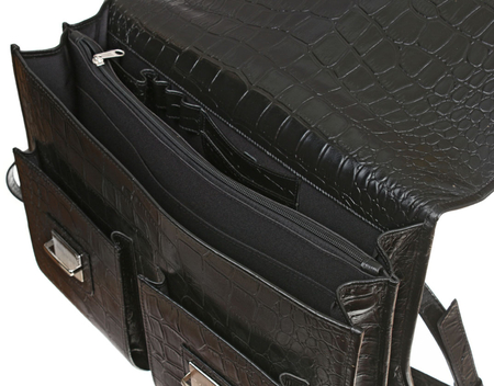 Портфель деловой из натуральной кожи «Кинг» 1070, 410*320*60 мм, рифленый черный