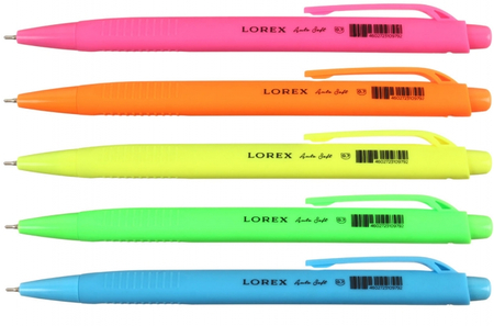 Ручка шариковая автоматическая Lorex Triangle Neon, корпус ассорти, стержень синий