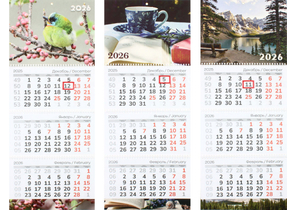 Календарь настенный трехрядный на 2026 год «Брестская типография», ассорти Календарь настенный трехрядный на 2026 год «Брестская типография», ассорти