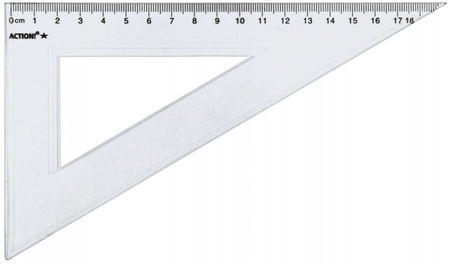 Треугольник пластиковый Action!, 18 см, 30°, прозрачный