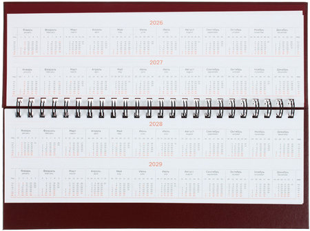 Планинг датированный на гребне на 2026 год BG Ariane, 330*130 мм, 64 л., темно-красный