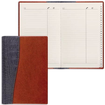 Книга телефонная Brauberg Cayman, 130*200 мм, 96 л., линия, коричневая с черным