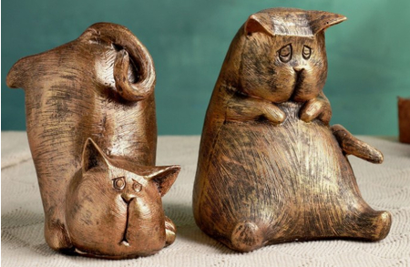 Держатель-подставка для книг полистоун «Два кота», высота 15 см, цвет бронзовый