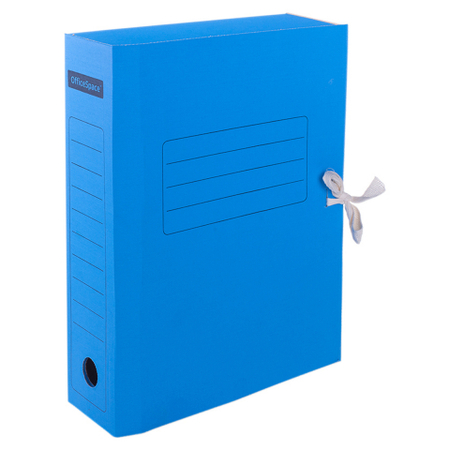 Папка архивная из микрогофрокартона на завязках OfficeSpace, корешок 75 мм, 320*250*75 мм, синяя