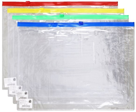 Папка-конверт пластиковая на молнии Sponsor А4+, 320*220 мм, толщина пластика 0,15 мм, прозрачная 