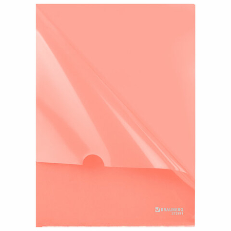 Папка-уголок пластиковая Brauberg Pastel А4, толщина пластика 0,15 мм, персиковая Папка-уголок пластиковая Brauberg Pastel А4, толщина пластика 0,15 мм, персиковая