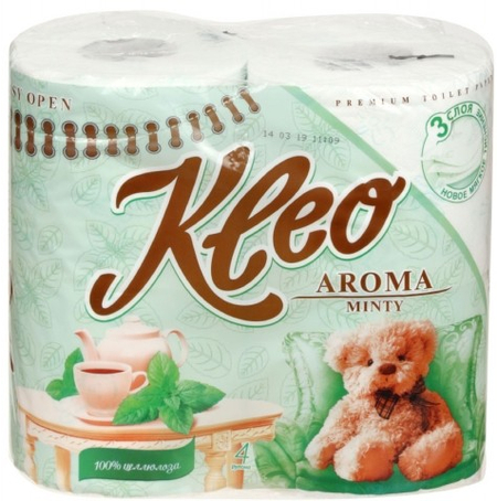 Бумага туалетная ароматизированная Kleo Aroma, 4 рулона, «Мята» Бумага туалетная ароматизированная Kleo Aroma, 4 рулона, «Мята»