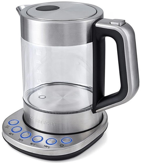 Электрочайник Kitfort KT-616, серебристый с черным Электрочайник Kitfort KT-616, серебристый с черным