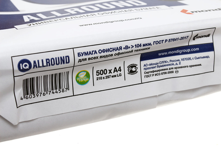 Бумага офисная IQ Allround, А4 (210*297 мм), 80 г/м2, 500 л.