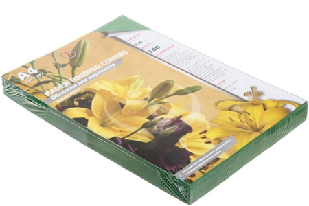 Обложки для переплета картонные D&A (А4), А4, 100 шт., 230 г/м2, зеленые, тиснение «под кожу»