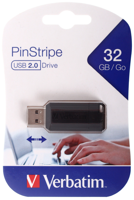 Флэш-накопитель Verbatim PinStripe, 32 Gb, корпус черный 
