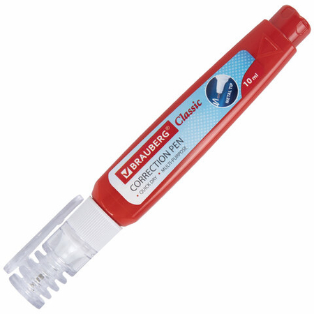 Корректирующая ручка Brauberg Standard Classic, 10 мл, металлический пишущий узел
