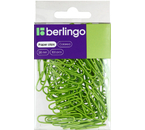 Скрепки цветные виниловые Berlingo, 28 мм, 100 шт., округлые, зеленые