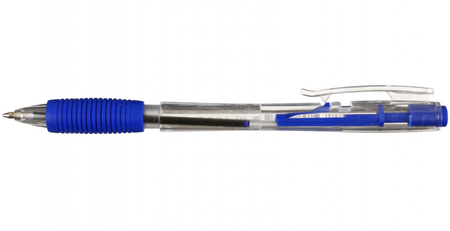 Ручка шариковая автоматическая Staff Basic, корпус прозрачный, стержень синий
