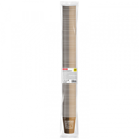 Стаканы одноразовые бумажные OfficeClean (однослойные), 150 мл, 100 шт., Coffee