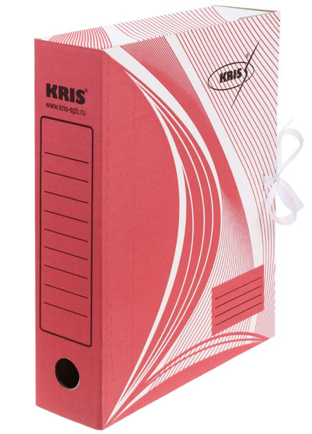 Папка архивная из картона на завязках Kris, формат А4 (325*250 мм), корешок 75 мм, красная