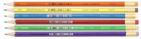 Карандаш чернографитный Koh-I-Noor 1372, твердость грифеля ТМ, с ластиком, корпус ассорти (цена за 1 шт.) Карандаш чернографитный Koh-I-Noor 1372, твердость грифеля ТМ, с ластиком, корпус ассорти (цена за 1 шт.)