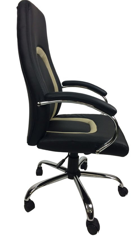 Кресло офисное Calviano Lux NF-6909 для руководителей, обивка — экокожа черный + бежевый