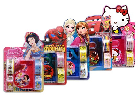 Набор декоративной клейкой ленты с диспенсером, 4 ленты, 15*10 см, ассорти