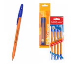 Набор шариковых ручек ErichKrause R-301 Orange Stick, 4 шт., синие