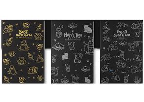 Скетчбук-блокнот креативный, 140×210 мм, 26 л., черные листы, «Наилучшие пожелания. Котики», ассорти