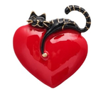 Брошь «Котик» Sima-Land, 4,5×4,5×1,5 см, «Мартовский», цвет красно-чёрный с золотистым