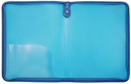 Папка пластиковая на молнии Ласпи, толщина пластика 0,8 мм, голубая