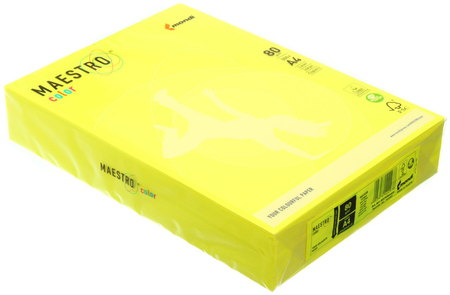 Бумага офисная цветная Maestro, А4 (210*297 мм), 80 г/м2, 500 л., желтый неон