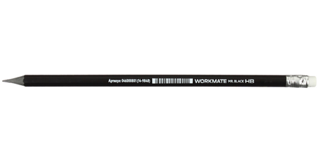 Карандаш чернографитный Workmate Mr. Black, твердость грифеля ТМ, с ластиком, корпус черный Карандаш чернографитный Workmate Mr. Black, твердость грифеля ТМ, с ластиком, корпус черный