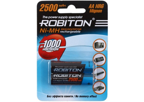 Аккумулятор Robiton, AА, HR6, 1.2V, 2500 mAh (2 шт. в упаковке)