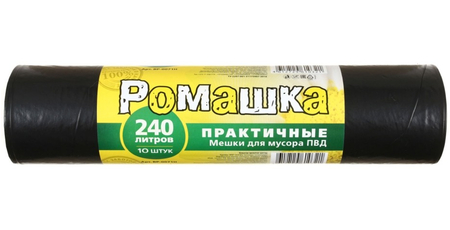 Пакеты для мусора «Ромашка», 240 л, 10 шт, черные