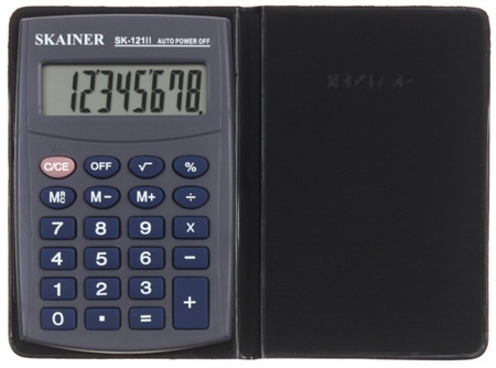 Калькулятор карманный 8-разрядный Skainer SK-121II, серый
