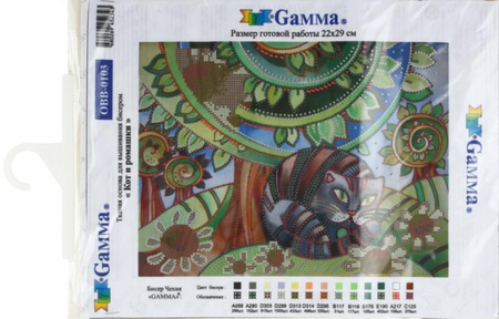 Набор для вышивания бисером Gamma «Основа с рисунком», «Кот и ромашки» Набор для вышивания бисером Gamma «Основа с рисунком», «Кот и ромашки»