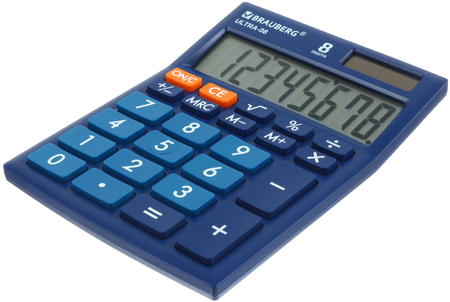 Калькулятор 8-разрядный Brauberg Ultra, синий