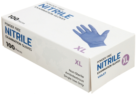 Перчатки нитриловые одноразовые Nitrile, размер XL, 50 пар (100 шт.), фиолетовые Перчатки нитриловые одноразовые Nitrile, размер XL, 50 пар (100 шт.), фиолетовые