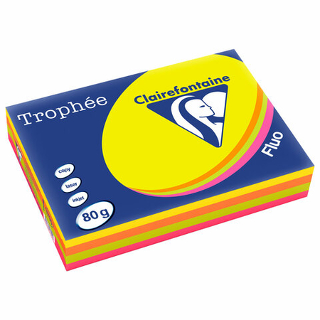 Бумага офисная цветная Trophee Neon, А4 (210*297 мм), 80 г/м2, 500 л. (4 цвета*125 л.)