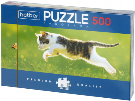 Пазлы Hatber Premium, 66,5*23 см, 500 элементов, «Панорама - Котенок с бабочкой»