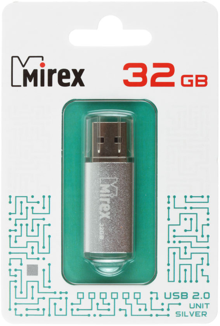 Флэш-накопитель Mirex Unit, 32Gb, корпус серебристый