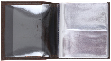Визитница из натуральной кожи «Кинг» 4327, 115*125 мм, 2 кармана, 18 листов, коричневая (гладкая кожа)